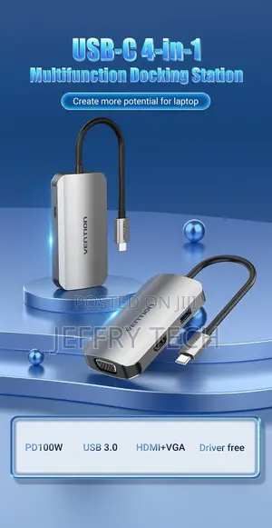 Vention TOAHB USB C (4 in 1) to HDMI/VGA/USB3.0/ Docking Sta