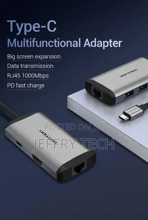 Vention CNCHB Type-C to HDMI/USB3.0 * 3/Rj45/Pd Converter 0.