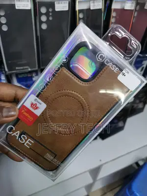 iPhone 15 Plus Leather Bend Stand Magsafe Brown Case