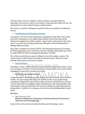 IT CV, Web Development Job
