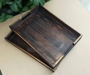 Quality Fir Wood Tray With Metallic Handle