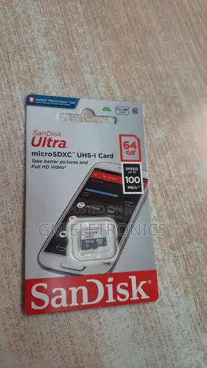New 64GB 100mb/S A1 Class 10 UHS-I Microsdhc Card.