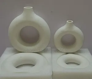 2 in 1 White Donut Shape Porcelain Vase