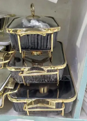 3pc Black Gold Ceramic Chaffing Dish