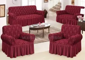 7 Seater Jacquared Maroon Sofa Cover