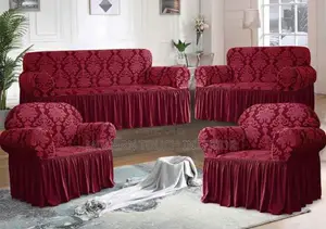 5 Seater Maroon Jacquared Sofa Covers