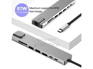 USB C Hub, 8-in-1 Type C Multiport Hub Adapter With RJ45 Eth