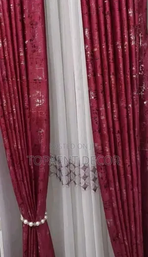Maroon Velvet Curtains and White Sheers