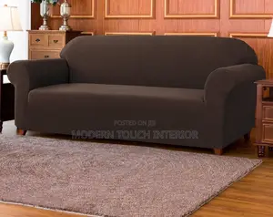 Dark Brown Plain Sofa Cover