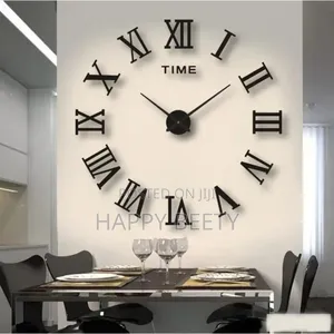 3D Large Roman Numeral Acrylic Mirror Wall Clock Sticker