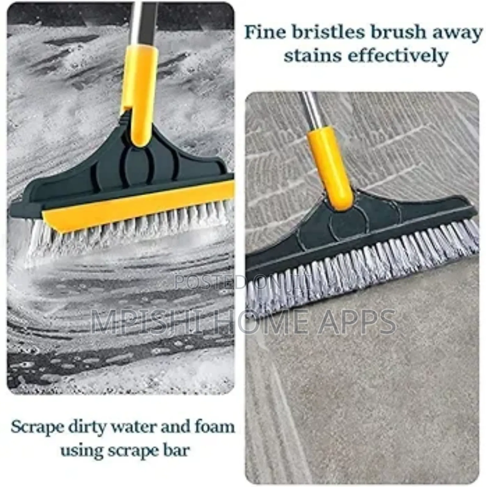 2 Sided Cleaning Brush, 23x112cm Long Handle Flexible Joint