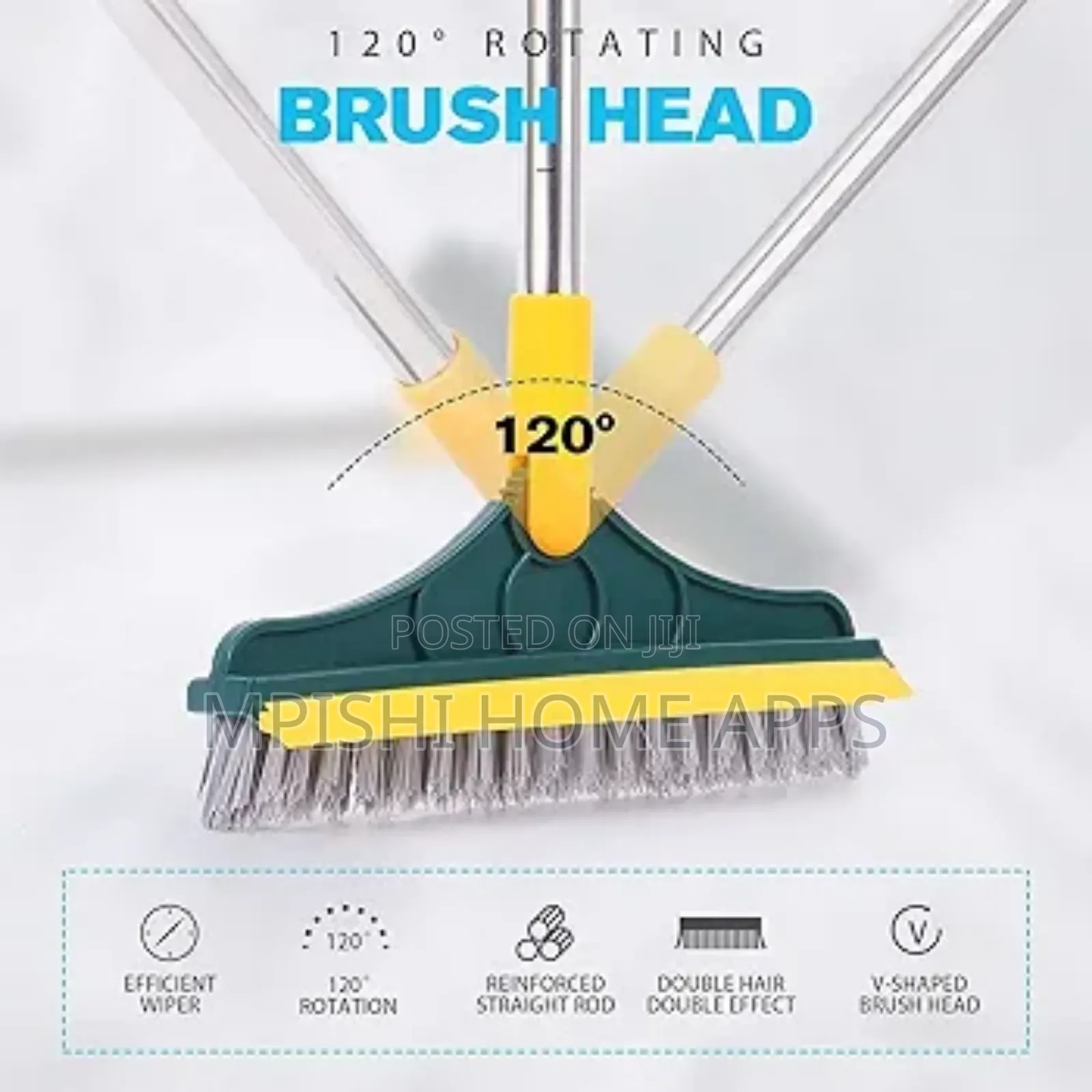 2 Sided Cleaning Brush, 23x112cm Long Handle Flexible Joint