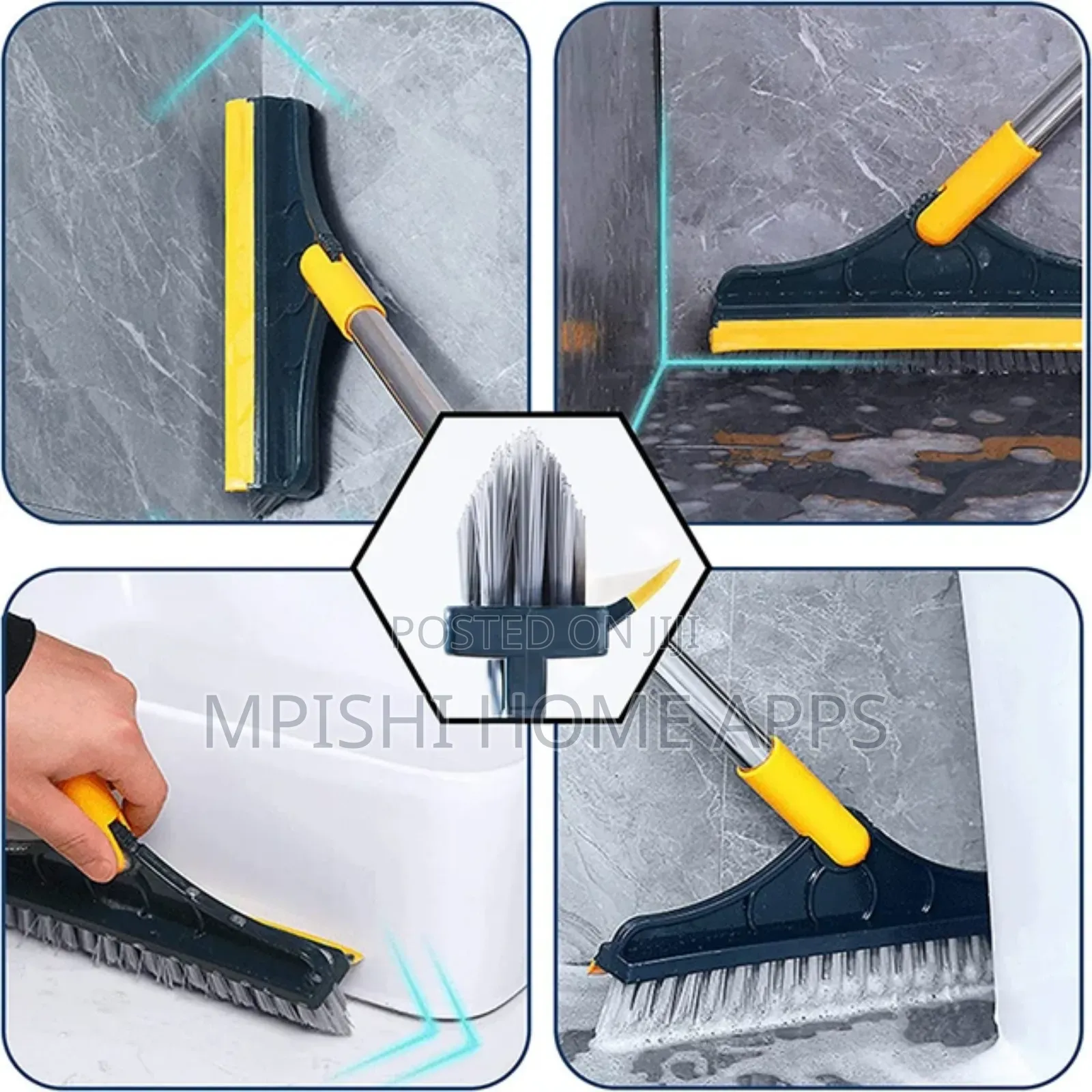 2 Sided Cleaning Brush, 23x112cm Long Handle Flexible Joint