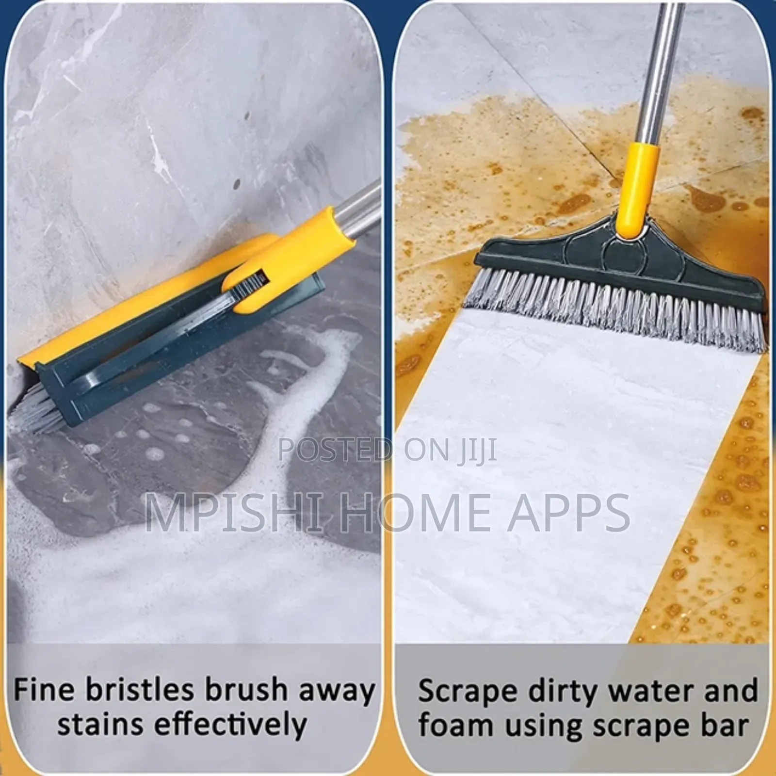 2 Sided Cleaning Brush, 23x112cm Long Handle Flexible Joint