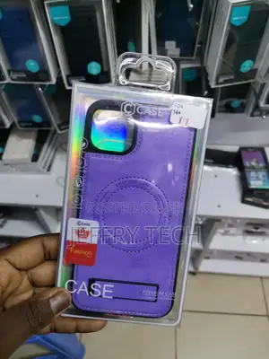 iPhone 14 Plus Leather Bend Stand Magsafe Purple Case