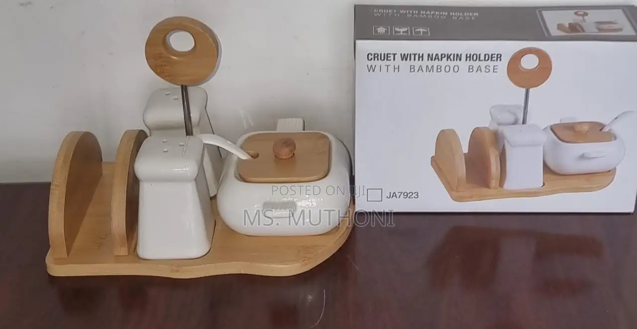 Elegant 5pc Ceramic Cruets Napkin Holder