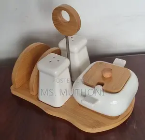 Elegant 5pc Ceramic Cruets Napkin Holder