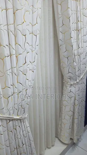White Velvet Curtains With Gold Print Patterns for Windows