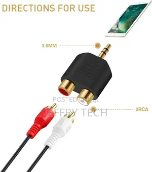 3.5mm to RCA Splitter Adapter Gold Plated 3.5mm Male Stereo