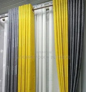 Grey and Mustard Blended Curtains