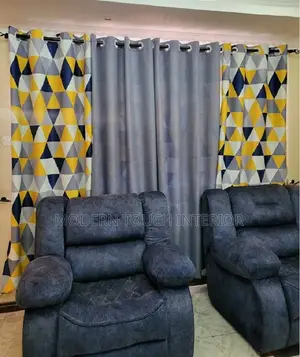 Grey Curtains Blended With Mustard Prints Curtains