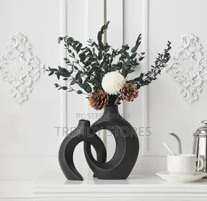 Black 2 in 1 Circular Hollow Vase
