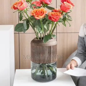 Modern Creative Glass Vase With Removable Wooden Decorative