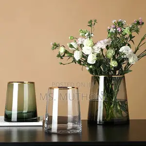 Wide Sophisticated Green Tones Nordic Glass Vase