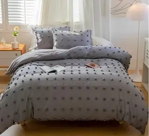 Grey Tufted Bedding Set
