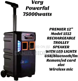 Powerful Rechargeable Trolley Speaker With Led Lights 7500w