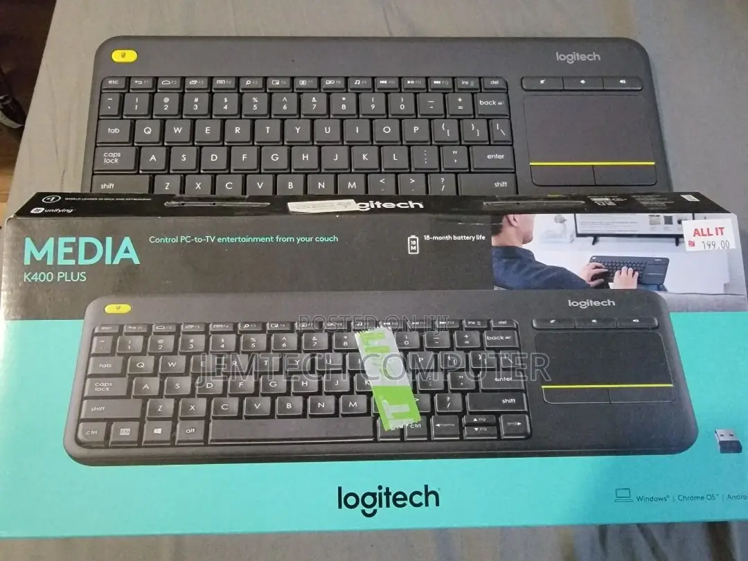 Logitech Plus Wireless Keyboard With Touchpad - Black`