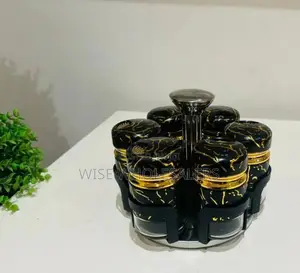 *7pcs Marble Rotating Spice Jars 