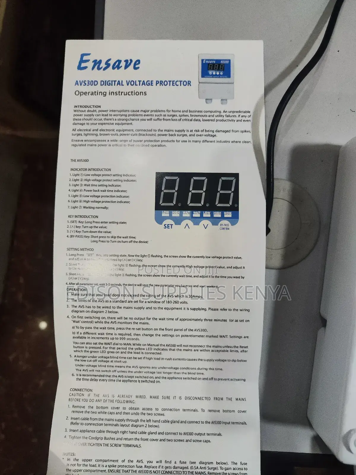 AVS30 Ensave AVS 30 Digital Voltage Surge Protector 30 Amp