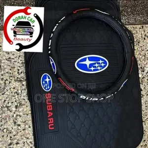 Matchy Rubber Branded Subaru Mats With Steering Cover Set