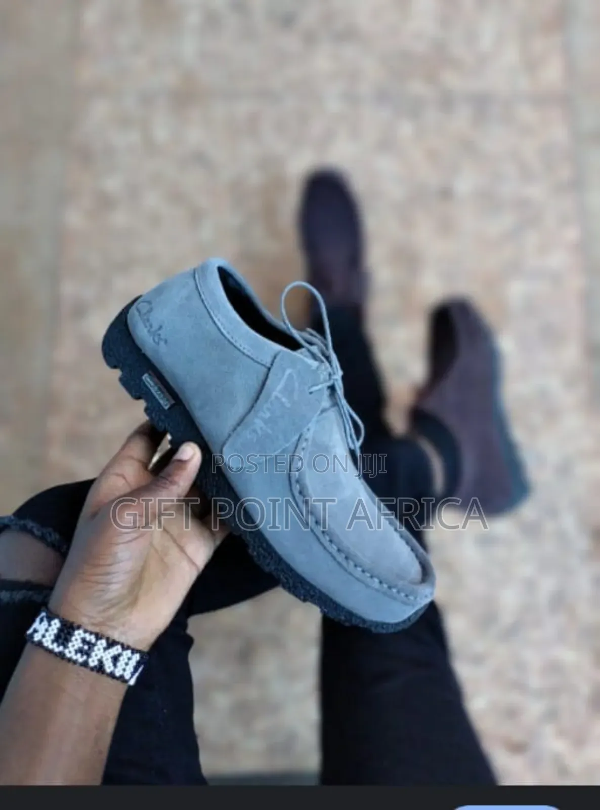 Gray Clarks Wallabees Shoes for Men
