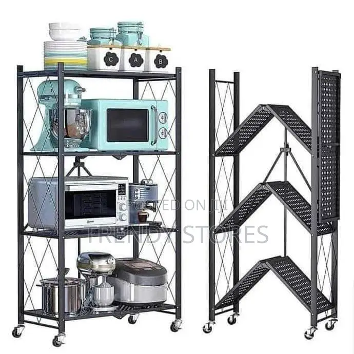 4 Layer Carbon Steel Foldable Kitchen Rack