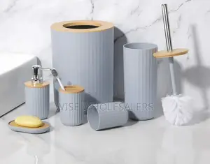 *6 in 1 Bathroom Accessories Set With Wooden Ring* * 