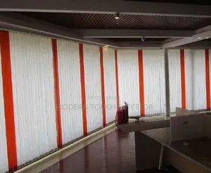 Window Blinds - Red and White Fabric