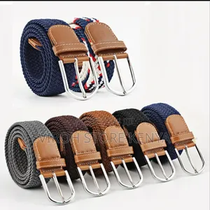 Stretchable Braided Cotton Belt For Men/Women Black Brown