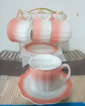 13 PCS 6+6 Cups,Saucers and Golden Stand