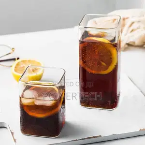 Square Glass Cup Heat-Resistant Juice Milk Tea