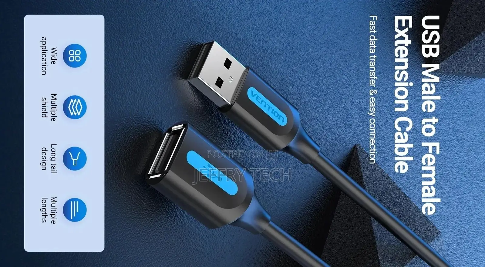 Vention CBIBI USB 2.0 A Male To A Female Extension Cable 3M