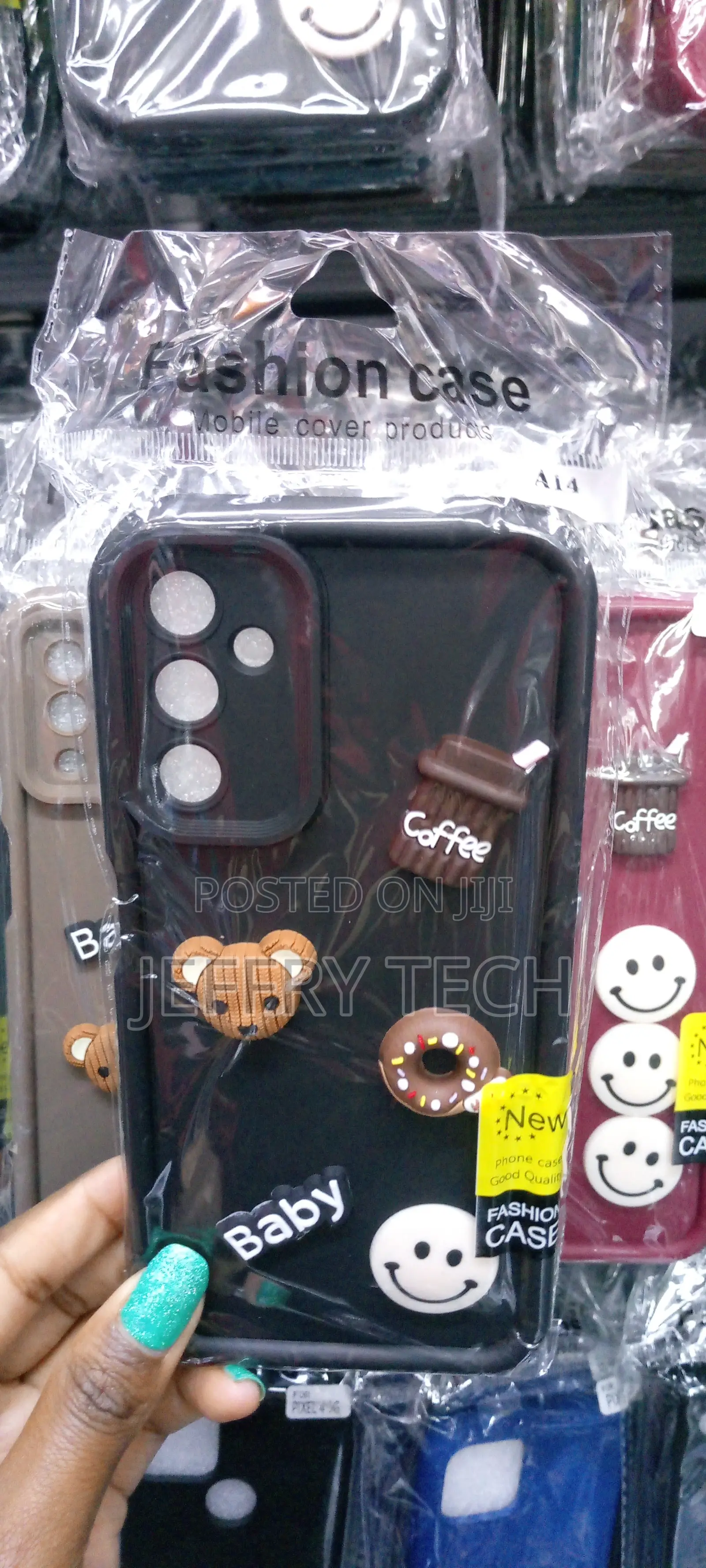 Black 3D Doll Bear Phone Case for Samsung Galaxy A14
