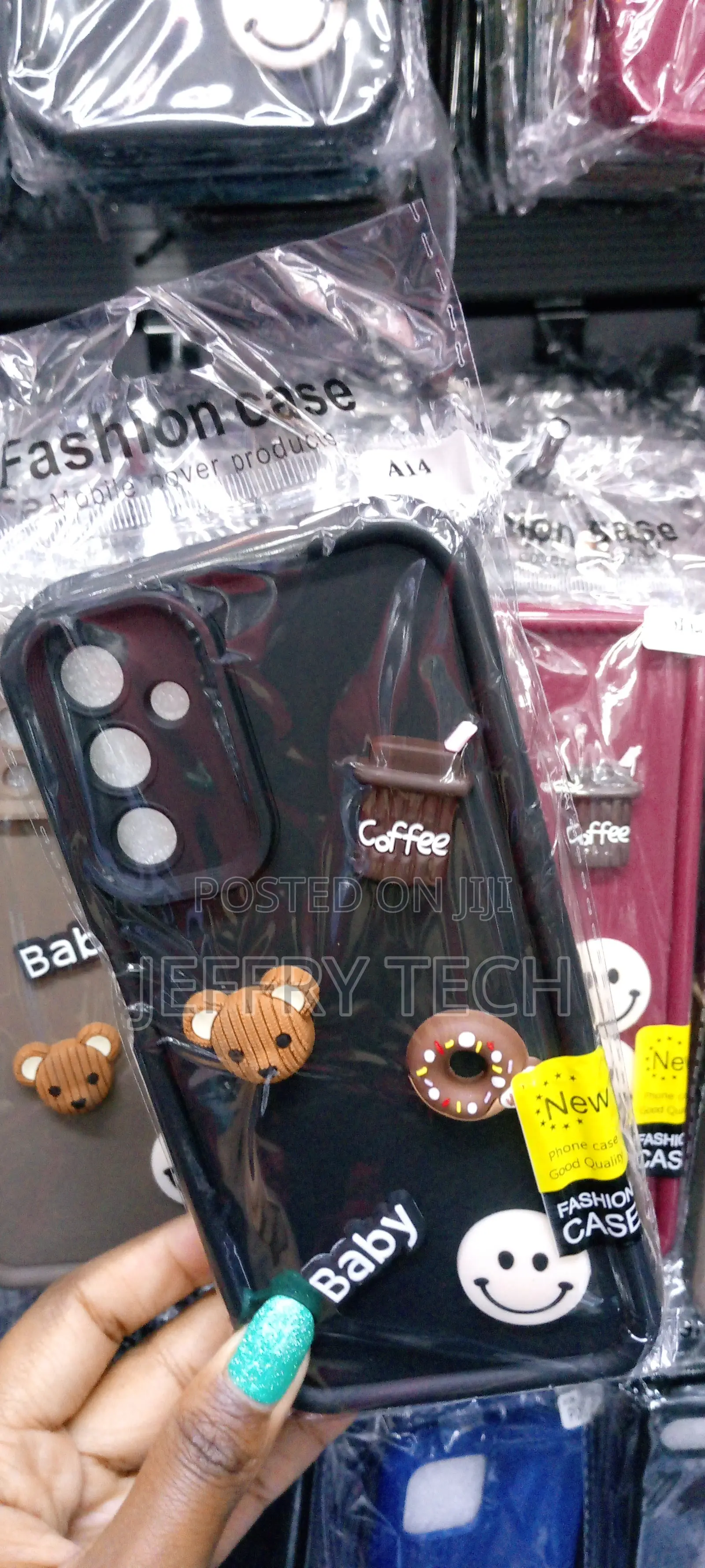 Black 3D Doll Bear Phone Case for Samsung Galaxy A14