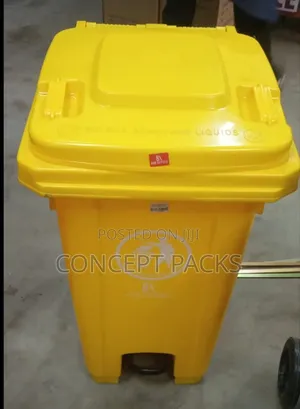 Yellow BA 100 Litres Pedal Bin With Wheels.