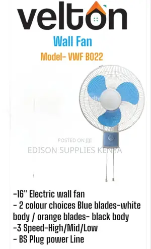 Velton Wall Fan 16 Inches, Wall Mounted Fan