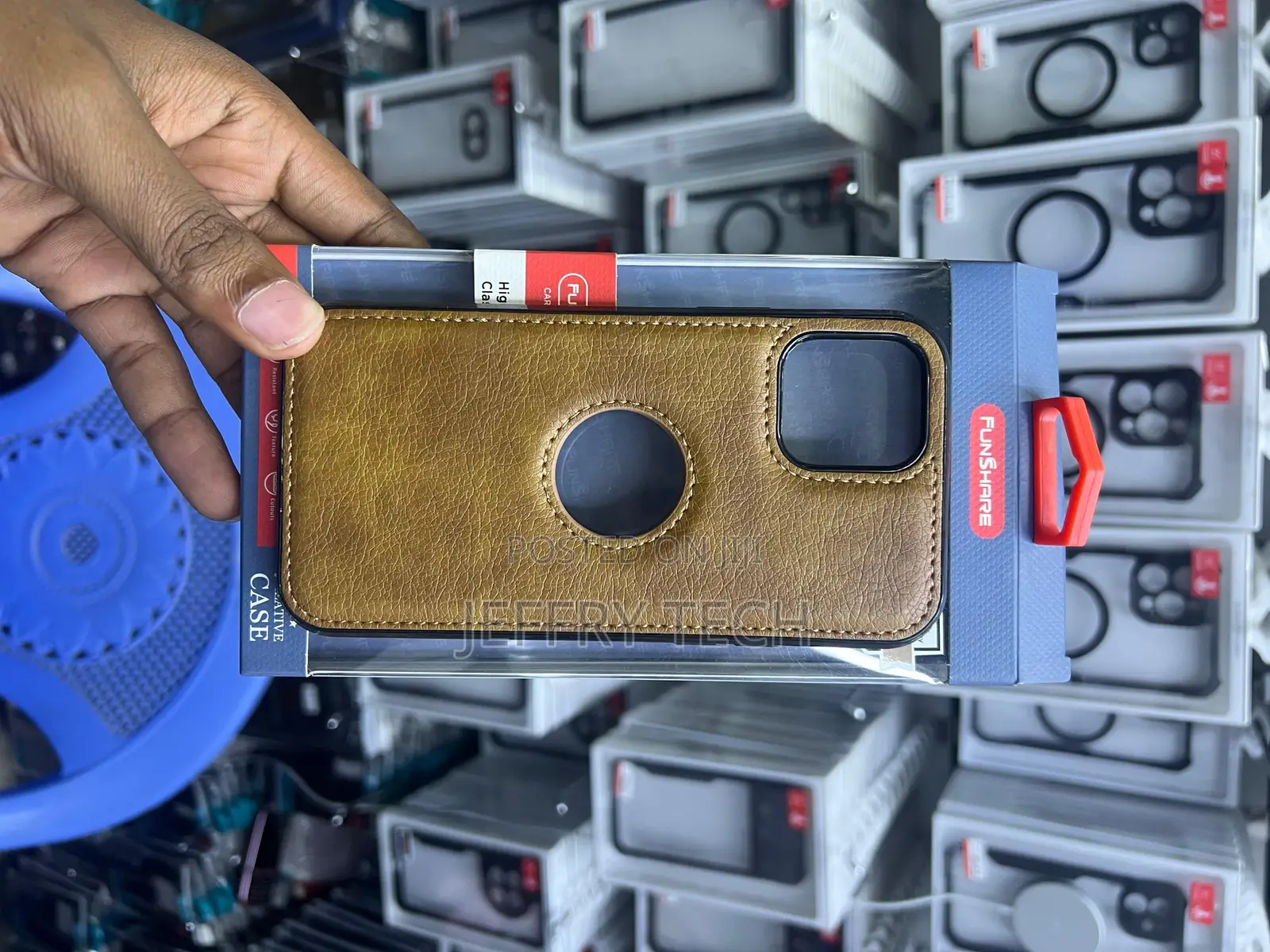 Brown Logo Cut Leather Silicone Case for iPhone 12 Pro Max