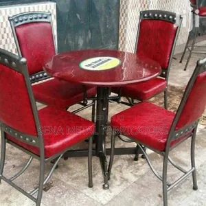 Restaurant Set of 4 Chairs and Table. Red Colour.