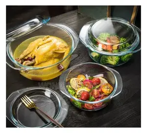 Set of 3 Signature Casserole Material Glass.