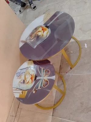 Marble Table!Round Nesting Twin Table With Marble Effect
